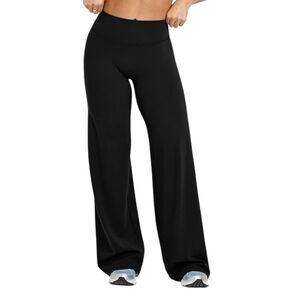 OQQ dolphin high waisted black yoga wide leg pants